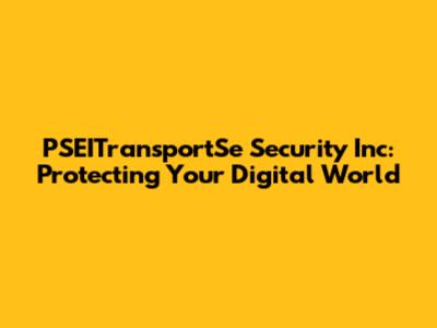 PSEITransportSe Security Inc: Protecting Your Digital World