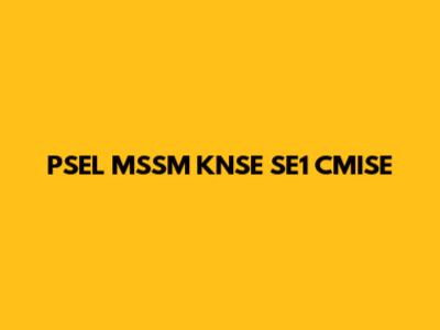 PSEL MSSM KNSE SE1 CMISE