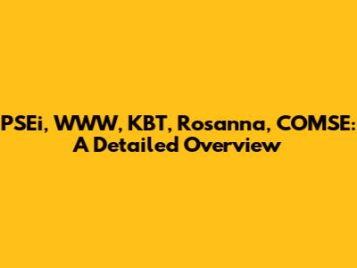 PSEi, WWW, KBT, Rosanna, COMSE: A Detailed Overview