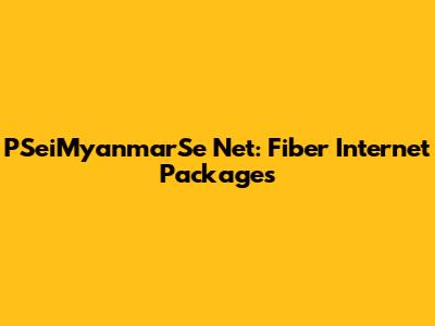 PSeiMyanmarSe Net: Fiber Internet Packages