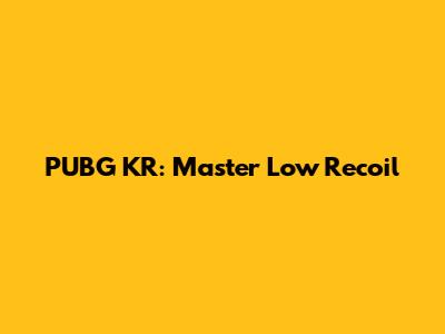 PUBG KR: Master Low Recoil