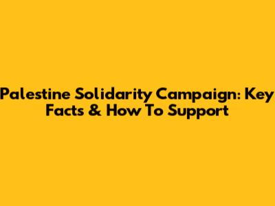Palestine Solidarity Campaign: Key Facts & How To Support