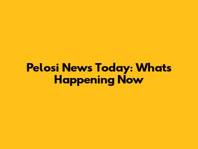 Pelosi News Today: What's Happening Now