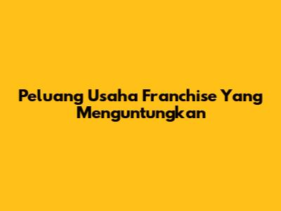 Peluang Usaha Franchise Yang Menguntungkan
