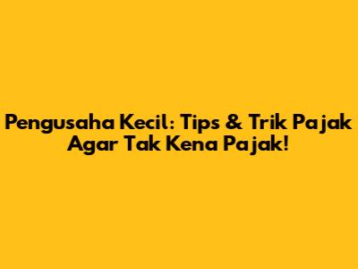Pengusaha Kecil: Tips & Trik Pajak Agar Tak Kena Pajak!
