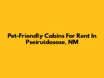 Pet-Friendly Cabins For Rent In Pseiruidosose, NM