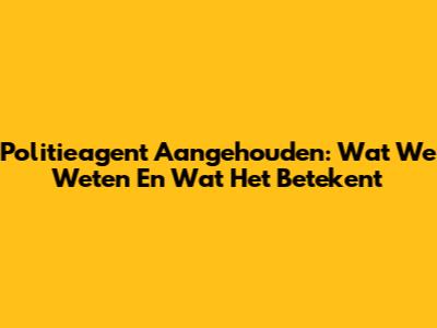 Politieagent Aangehouden: Wat We Weten En Wat Het Betekent