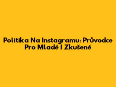 Politika Na Instagramu: Průvodce Pro Mladé I Zkušené