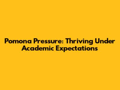 Pomona Pressure: Thriving Under Academic Expectations
