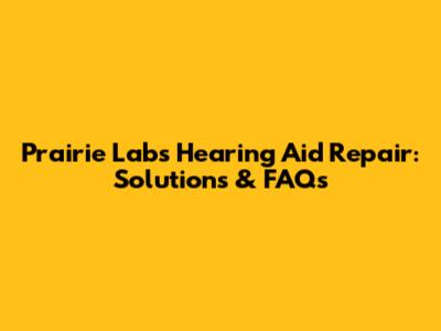 Prairie Labs Hearing Aid Repair: Solutions & FAQs