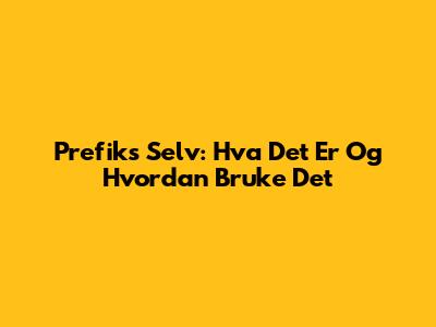 Prefiks Selv: Hva Det Er Og Hvordan Bruke Det