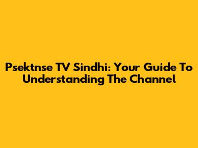 Psektnse TV Sindhi: Your Guide To Understanding The Channel