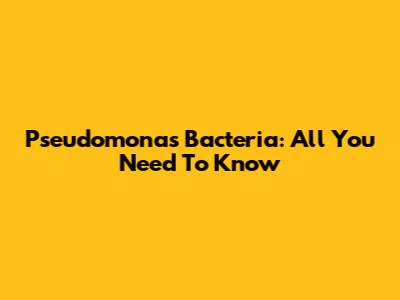 Pseudomonas Bacteria: All You Need To Know