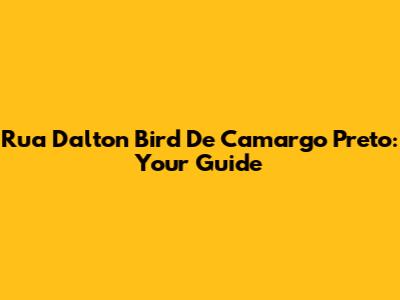 Rua Dalton Bird De Camargo Preto: Your Guide