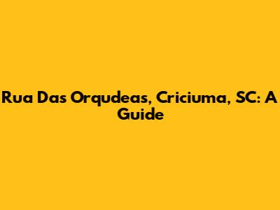 Rua Das Orqudeas, Criciuma, SC: A Guide