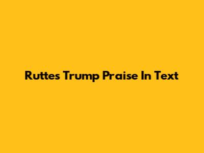 Rutte's Trump Praise In Text