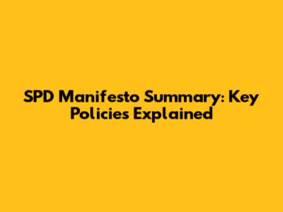 SPD Manifesto Summary: Key Policies Explained