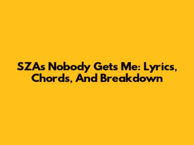 SZA's 'Nobody Gets Me': Lyrics, Chords, And Breakdown