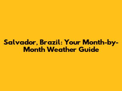 Salvador, Brazil: Your Month-by-Month Weather Guide
