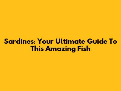 Sardines: Your Ultimate Guide To This Amazing Fish