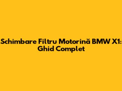 Schimbare Filtru Motorină BMW X1: Ghid Complet