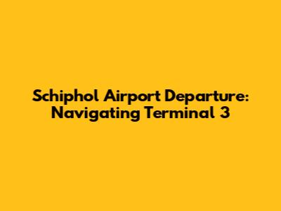 Schiphol Airport Departure: Navigating Terminal 3