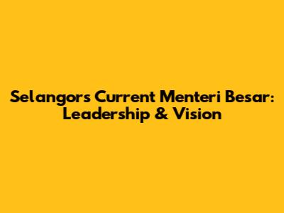 Selangor's Current Menteri Besar: Leadership & Vision