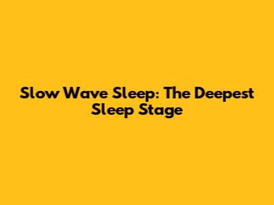 Slow Wave Sleep: The Deepest Sleep Stage