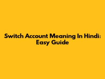 Switch Account Meaning In Hindi: Easy Guide