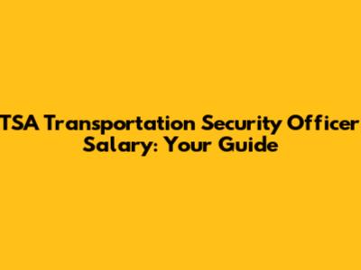 TSA Transportation Security Officer Salary: Your Guide
