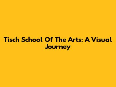 Tisch School Of The Arts: A Visual Journey