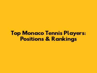 Top Monaco Tennis Players: Positions & Rankings