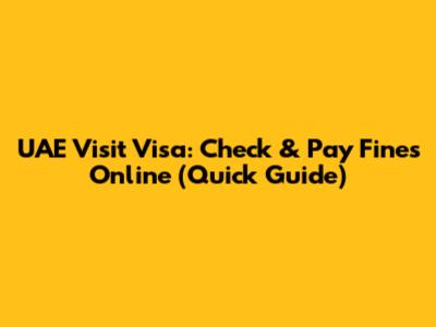 UAE Visit Visa: Check & Pay Fines Online (Quick Guide)