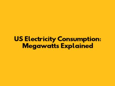 US Electricity Consumption: Megawatts Explained