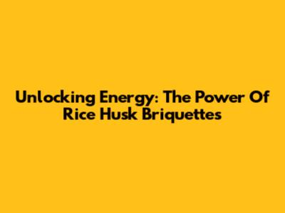 Unlocking Energy: The Power Of Rice Husk Briquettes