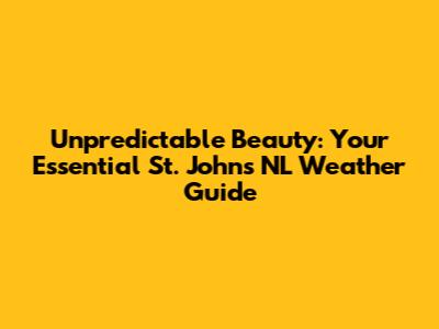 Unpredictable Beauty: Your Essential St. John's NL Weather Guide
