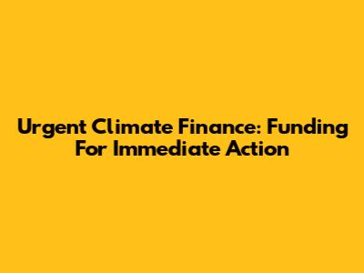 Urgent Climate Finance: Funding For Immediate Action