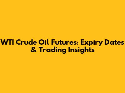 WTI Crude Oil Futures: Expiry Dates & Trading Insights