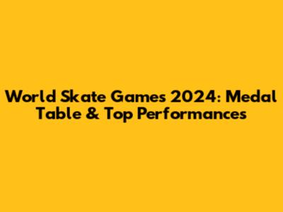 World Skate Games 2024: Medal Table & Top Performances