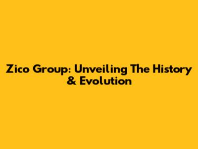 Zico Group: Unveiling The History & Evolution